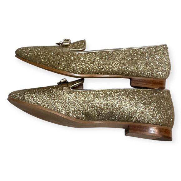 Kate Spade New York Georgia Loafers Women’s 6B Gold Glitter Bow Slip-On Flats - Picture 5 of 6